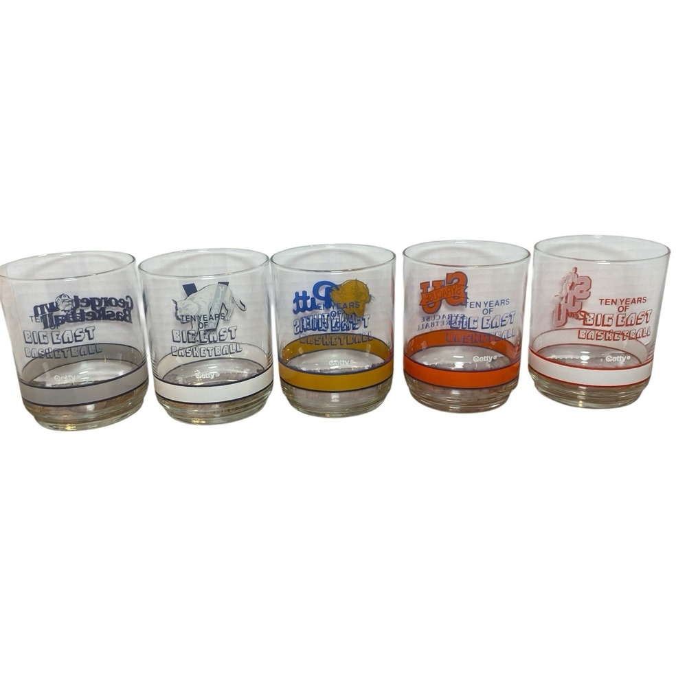 Vintage Ten Years Of Big East Basketball Set Of 5 Glasses Out Of 10 - Picture 2 of 11